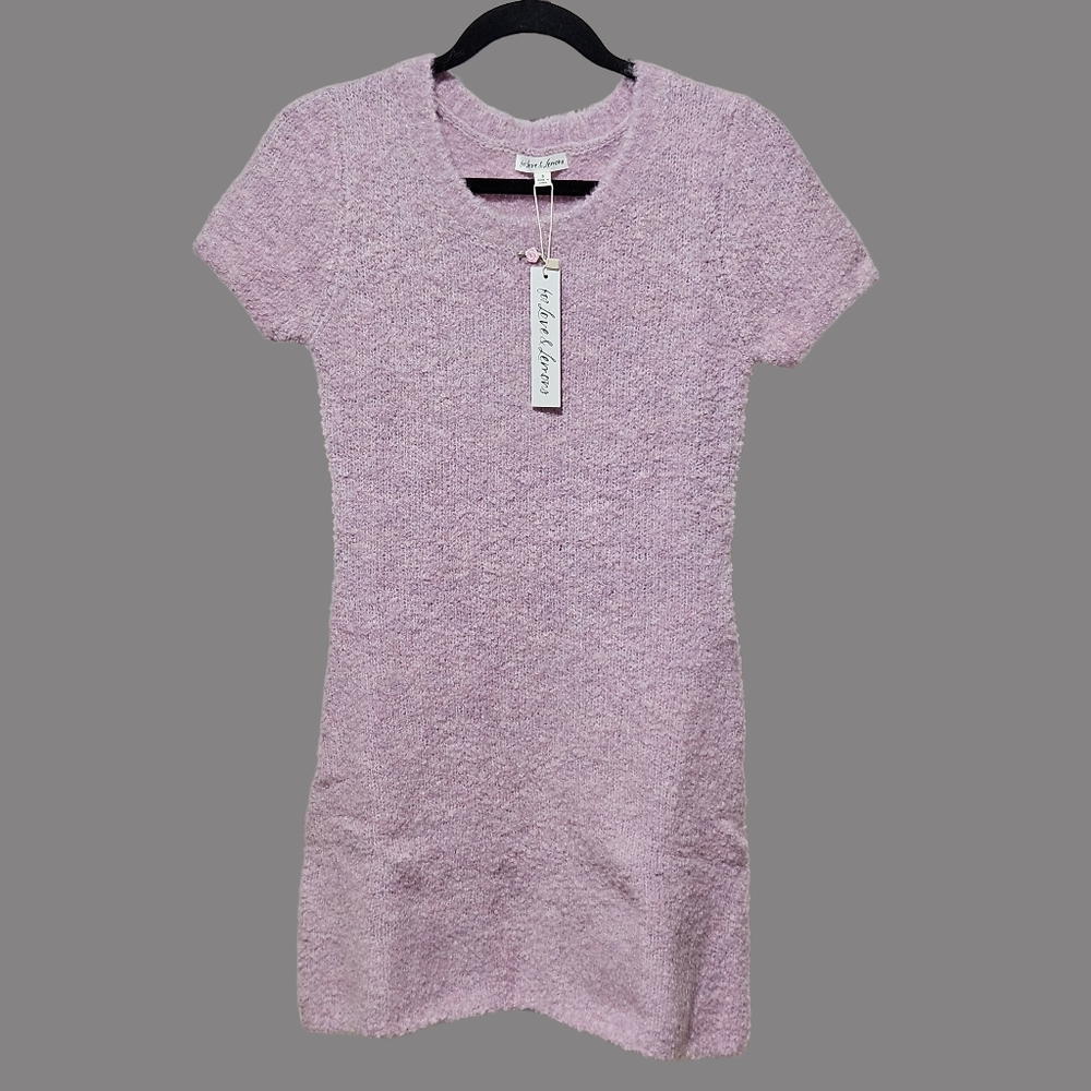 For Love & Lemons Dress Purple Eisley Mini Dress Knit Flower Spring Cottagecore